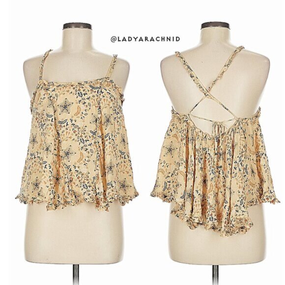 SPELL Celestial star print ruffle cami in Cream - Picture 6 of 9